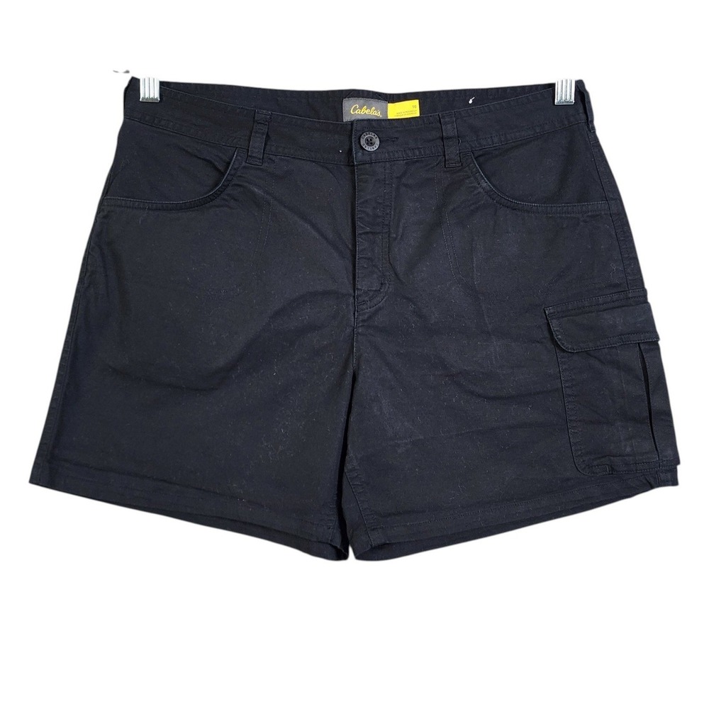 Cabelas Womens Cargo Shorts Size 10 Black Cotton Stretch Utility Hiking‎ Camping